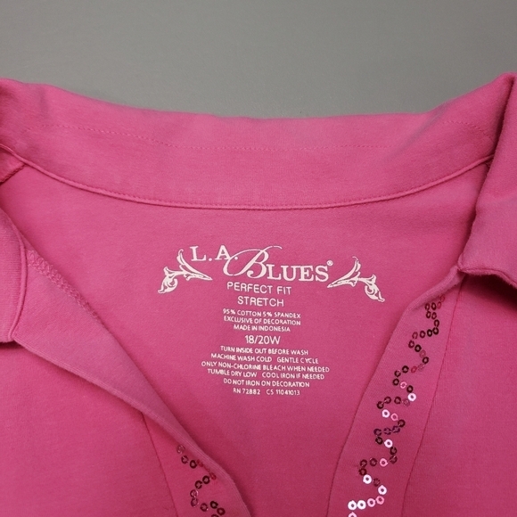 La blues pink short sleeve collar tshirt women's plus size 18-20W - Picture 4 of 7